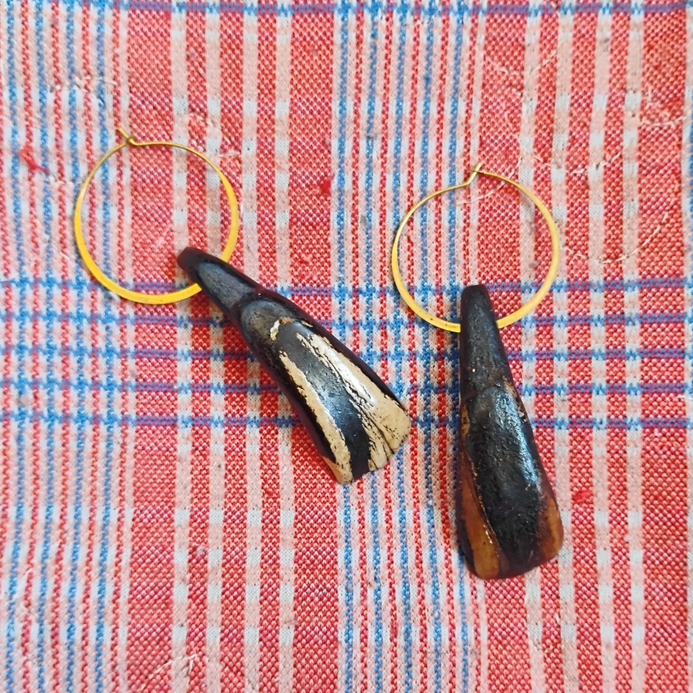 Dark Buffalo Tooth Hoops - Round Hoops - Picture 4 of 4